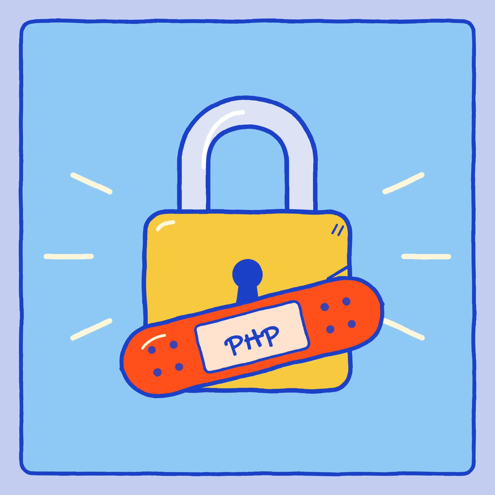 the visual shows a lock with a php bandaid on it