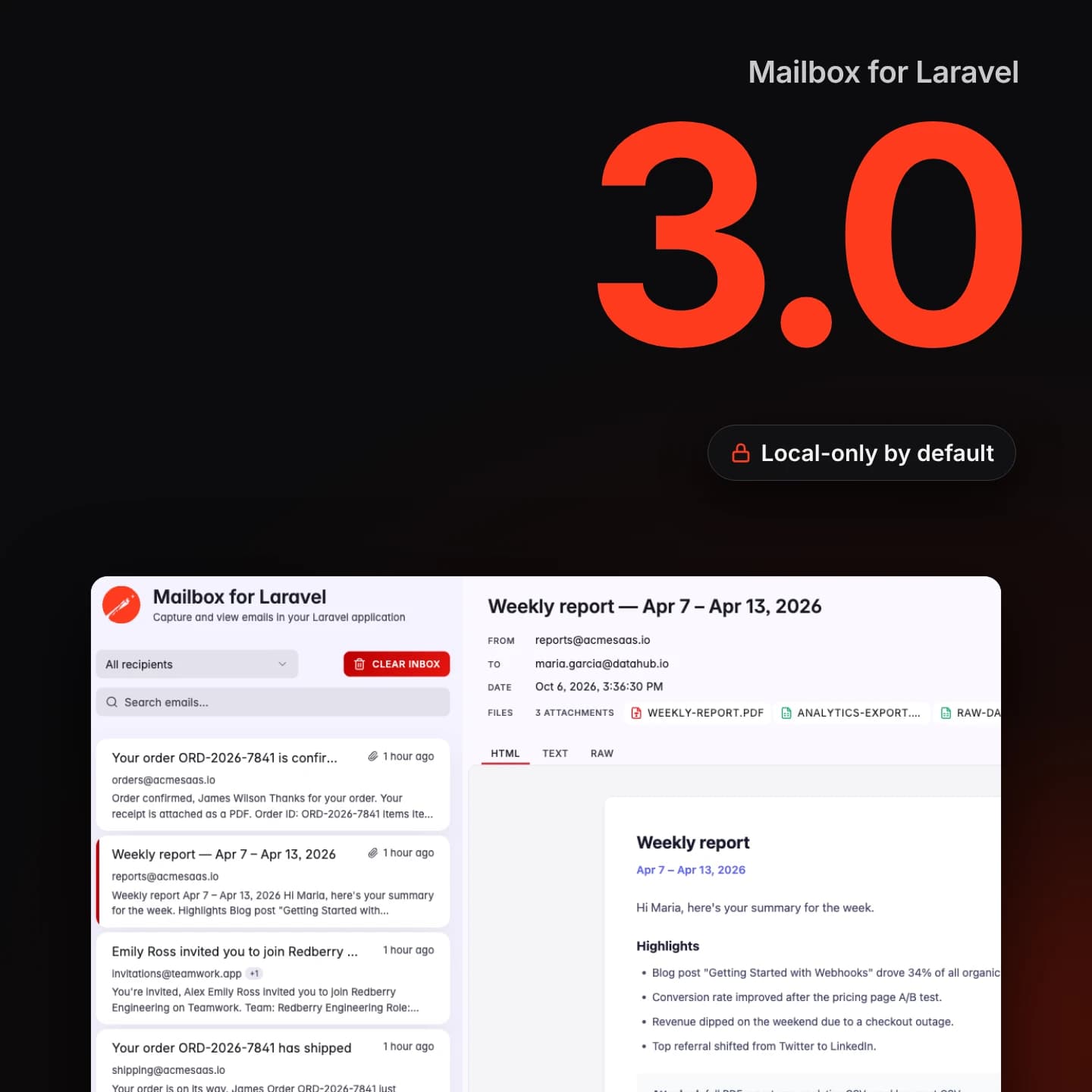 Mailbox for Laravel 3.0 Is Out, With Safer Defaults for Captured Email